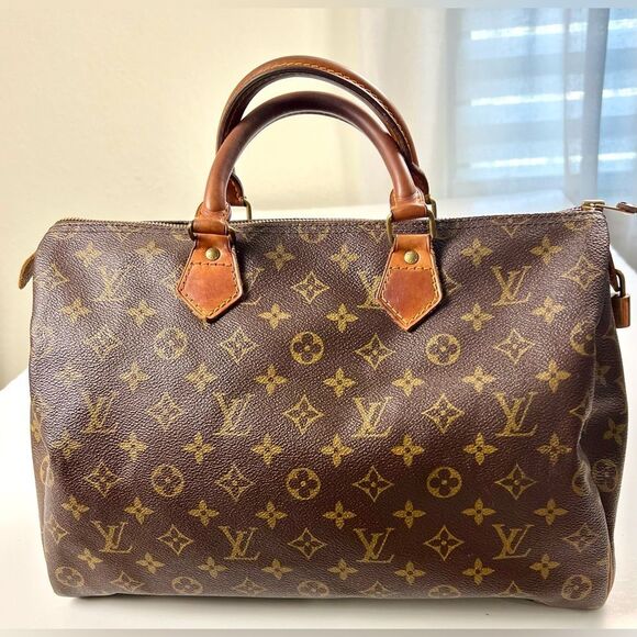 Vintage 80's  Louis Vuitton 35 Speedy Monogram Brown Handbag - Picture 1 of 15